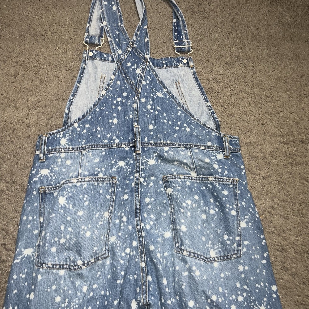 We The Free People Womans Ziggy casual Overalls Bib Bleach Splatter Normcore